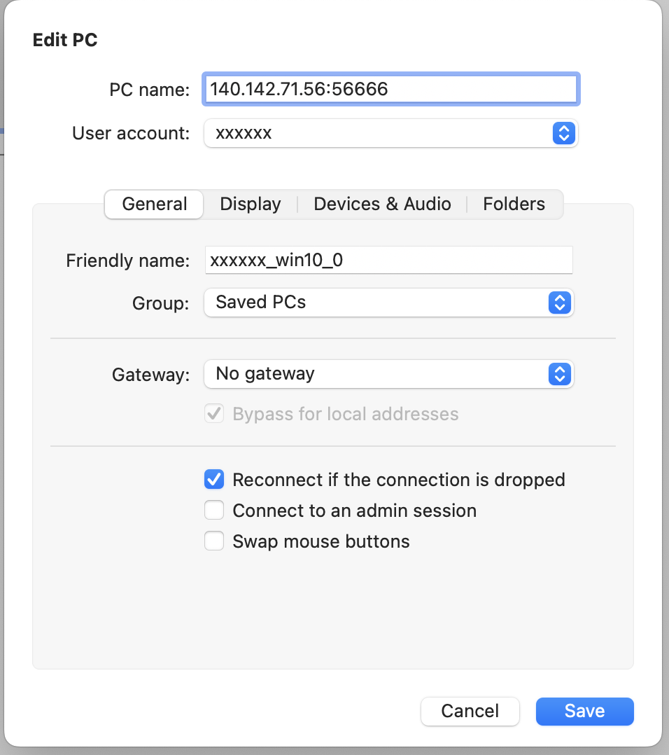 Edit PC box after clicking on pencil icon